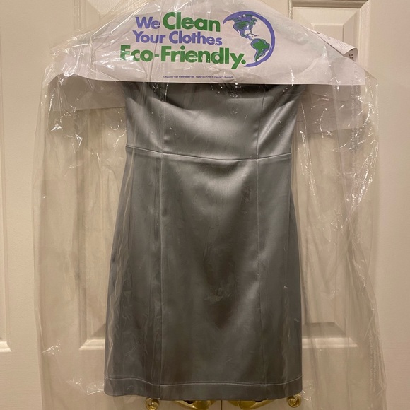 Lulu’s Silver Satin Strapless Bodycon Dress - Picture 3 of 3